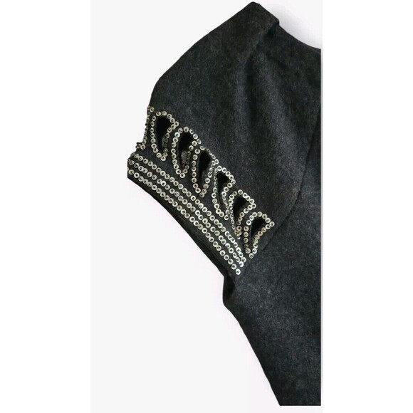 Tory Burch Minnie Sheath Dress Womens Small Black Embellished Wool Lined - Picture 3 of 12
